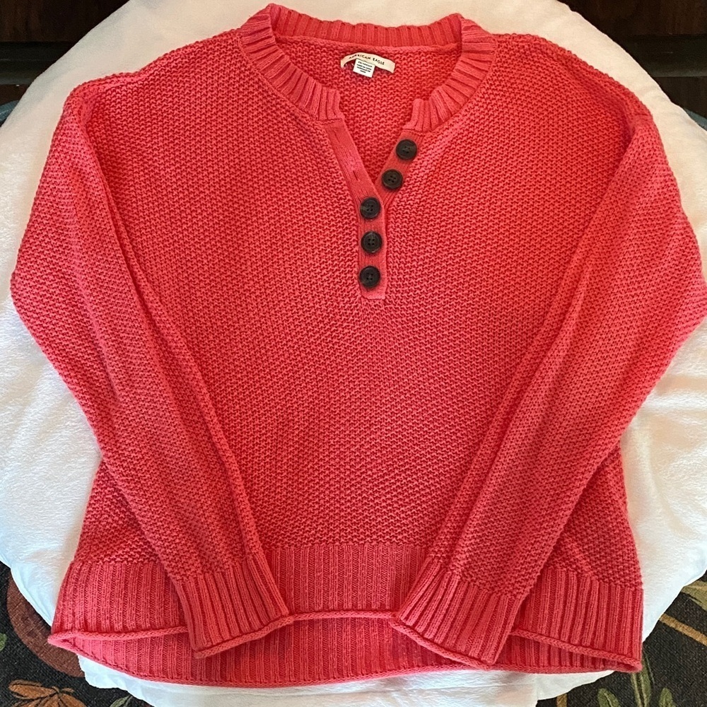 American Eagle Outfitters Coral Buttoned Sweater
